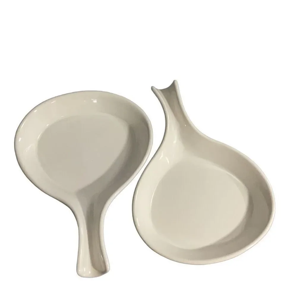 H. F. Coors Ivory Chefsware Skillet Handles (2) Ceramic Bake Dishes 2347 12x8